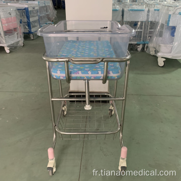 Lit bébé transparent en acier inoxydable pour hôpital